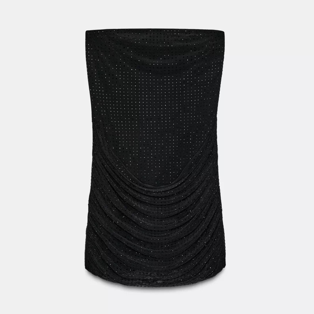 Zara Black Strapless Mini Dress with Subtle Sparkle